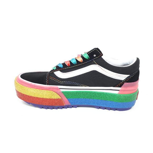 Vans Old Skool Stacked Platform Rainbow Pride Shoe Sneaker Womens Size 5 US NEW - Picture 2 of 9